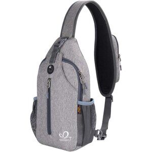 Men Grey Crossbody Sling Backpack Sling Bag Travel Hiking Chest Daypack